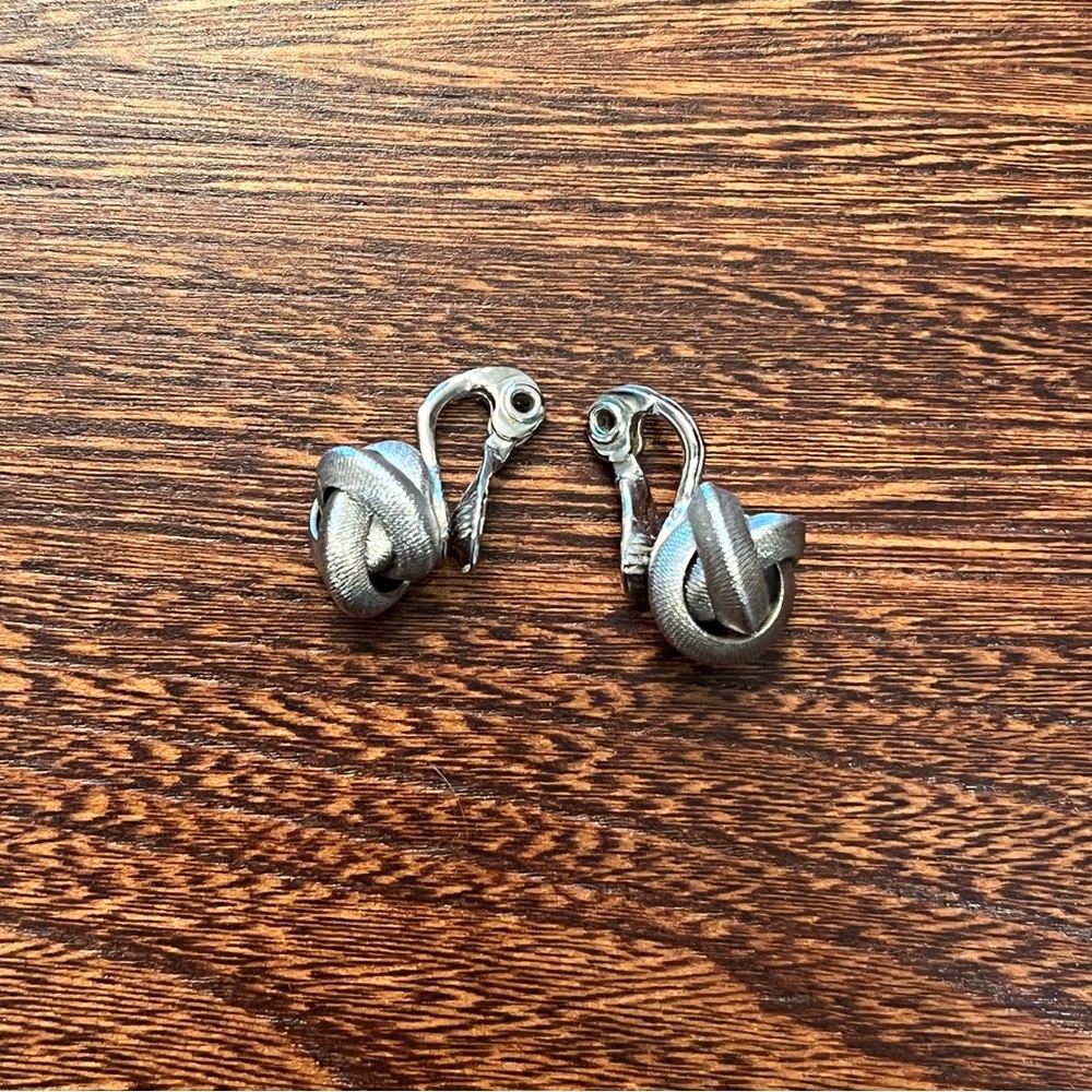 Monet Textured Knot Silver Clip On Earrings